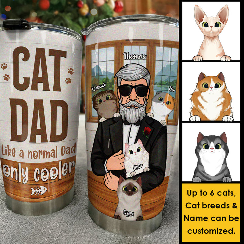 Cat Dad Only Cooler - Personalized Tumbler - Gift For Dad