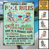 Family Private Pool Rules - Personalized Metal Sign - Gift For Couples, Husband Wife