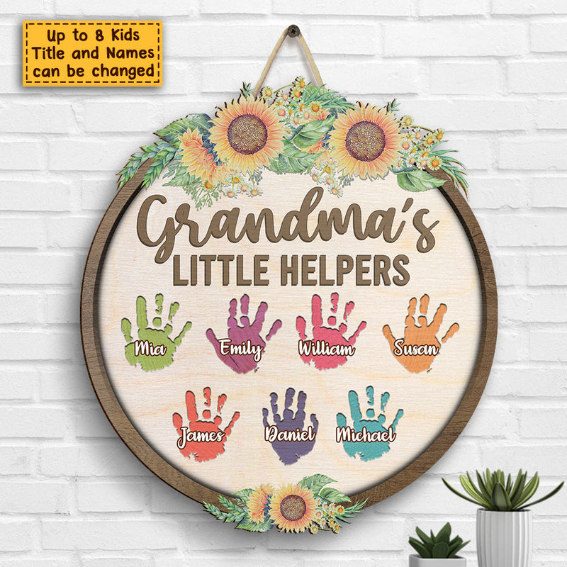 Custom Name Grandma's Little Helpers Gifts for Grandma - Personalized Wood Sign