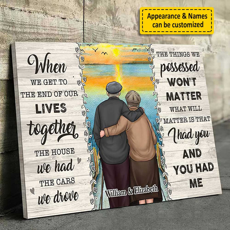 The Things We Possessed Won't Matter - Personalized Horizontal Canvas - Gift For Couples, Husband Wife