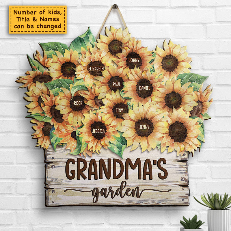 Custom Name Sunflower Grandma Gifts - Personalized Wood Sign