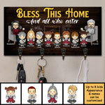 Custom Name Family Bless This Home Gifts - Personalized Key Holder