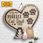 Custom Name Cat Dad Paw Print Gifts - Personalized Wood Sign
