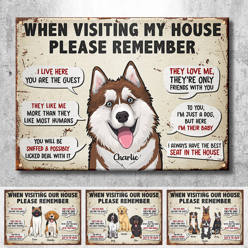 Custom Name Funny Dog House Rules Gifts for Dog Lovers - Personalized Metal Sign