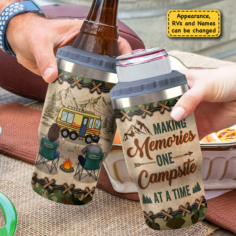 Custom Name Camping Couple Gifts - Personalized Can Cooler