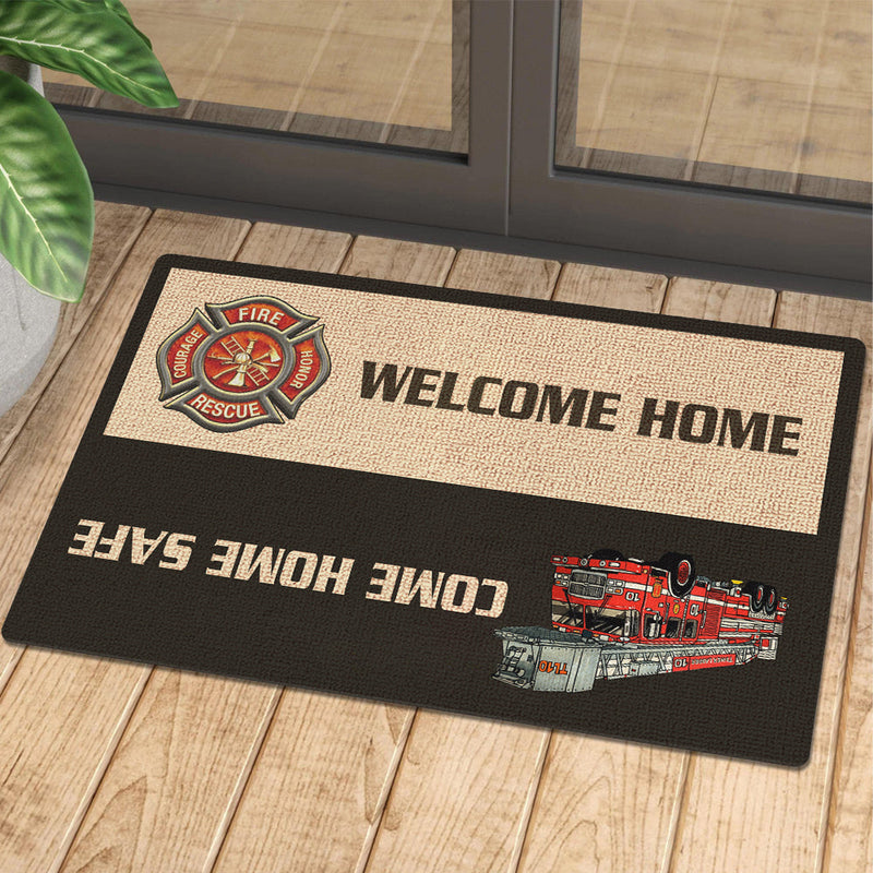 Firefighter Fire Rescue Welcome Home Doormat - Front Door Decor