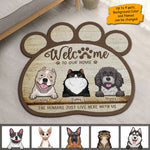 Custom Pet Name Paw Print Pet Lover Home Decor - Personalized Shaped Doormat