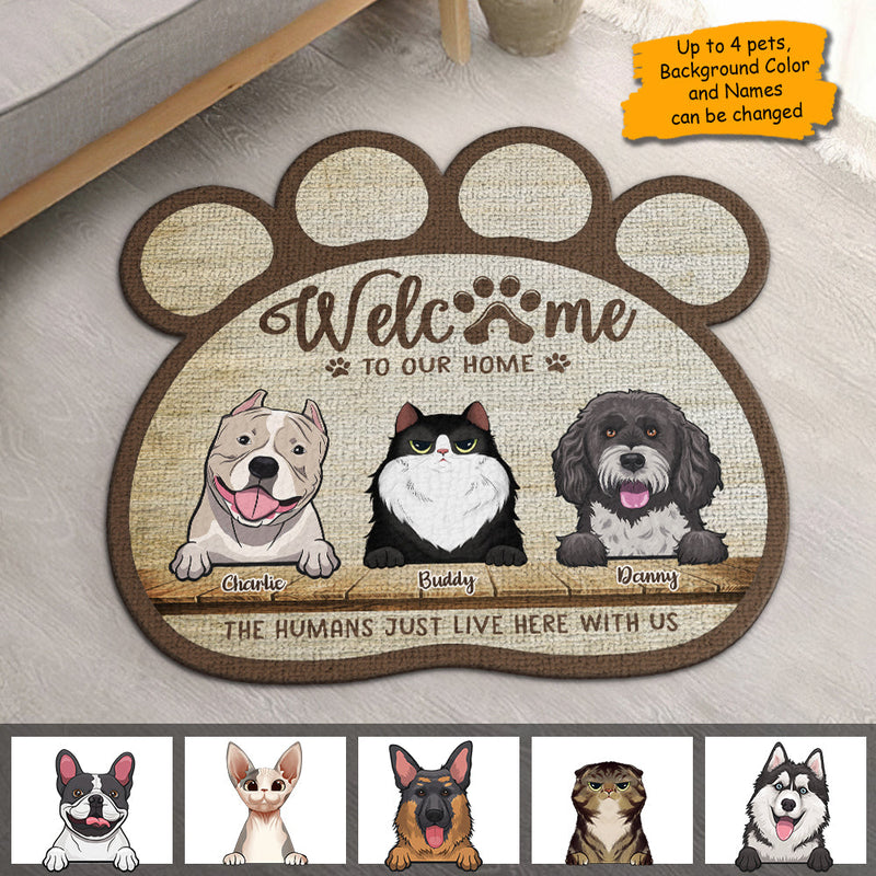 Custom Pet Name Paw Print Pet Lover Home Decor - Personalized Shaped Doormat