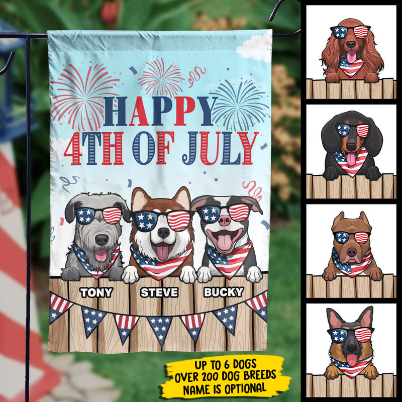 Custom Name Patriotic Dog 4th of July Gifts - Personalized Flag