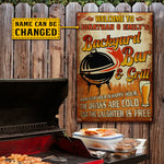 Custom Name Backyard Bar and Grill Decor - Personalized Metal Sign