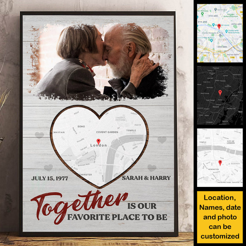 Custom Photo Anniversary Map Gifts for Couples - Personalized Poster