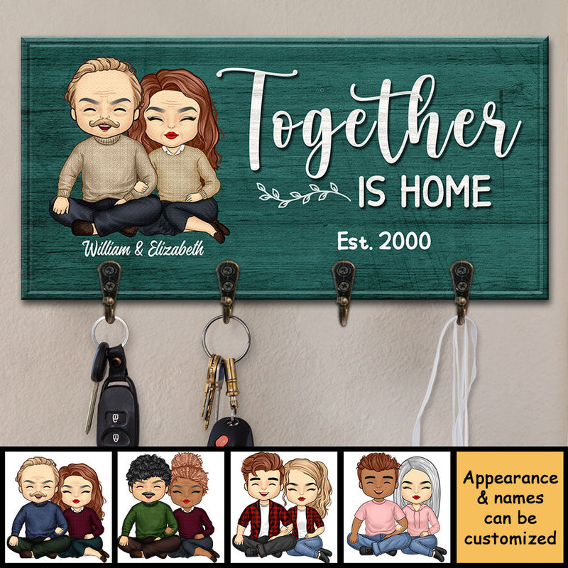 Custom Name Together Is Home Couple Gifts - Personalized Key Holder