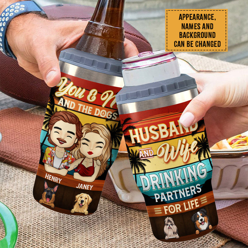 Husband Wife & Our Dogs - Personalized Can Cooler - Gift For Couples, Husband Wife