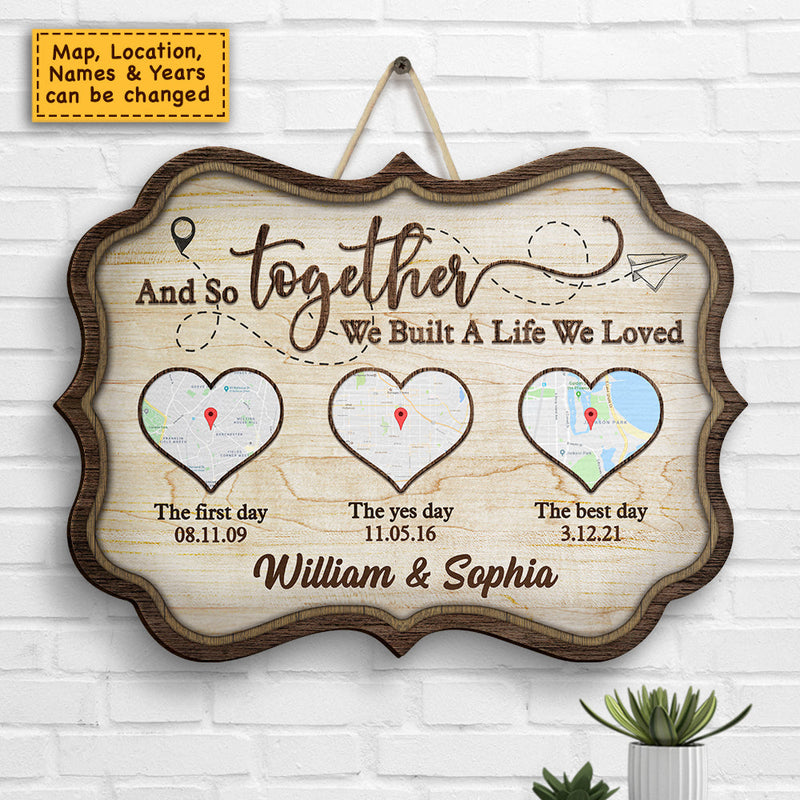 Custom Couple Map Anniversary Gifts - Personalized Wood Sign