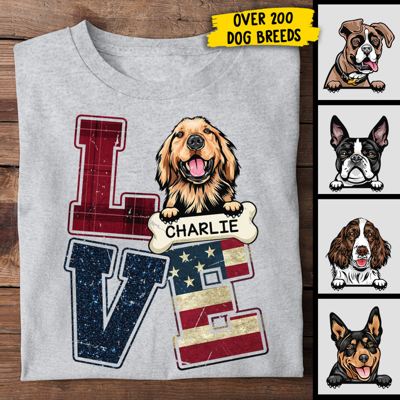 American Love Dog - Gift For Dad, Personalized Unisex T-Shirt