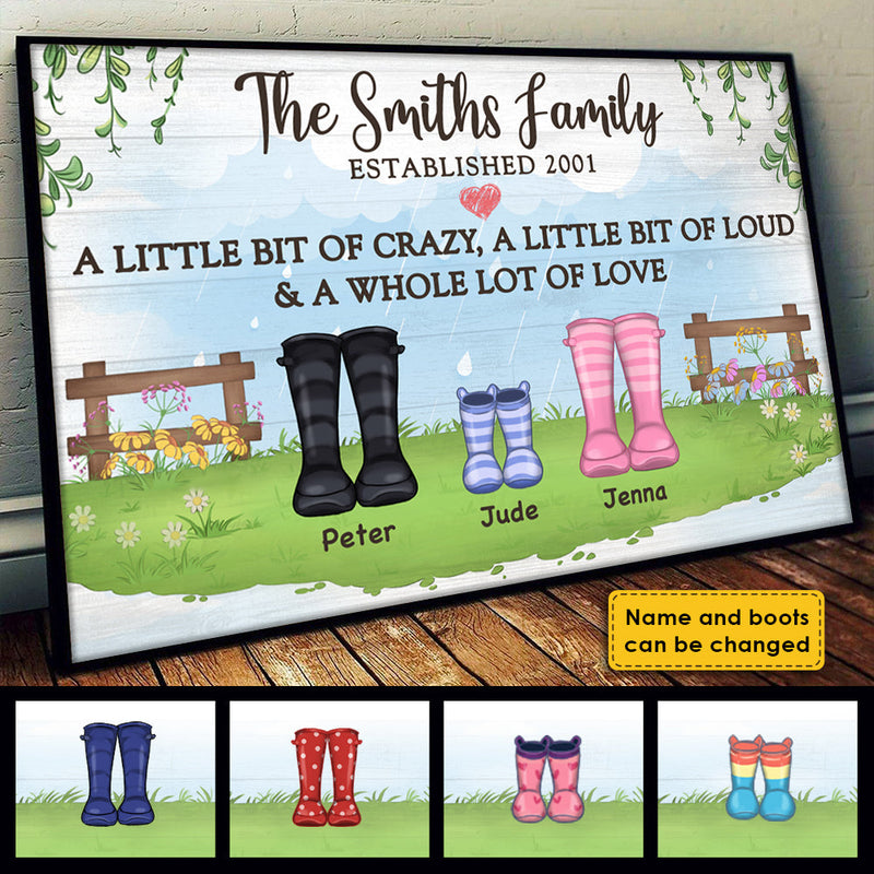 Custom Family Name Rain Boot Family Decor - Personalized Poster