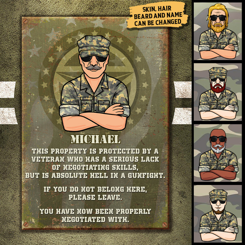 Custom Name Veteran Warning Gifts - Personalized Metal Sign