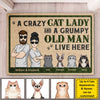 A Crazy Cat Lady & A Grumpy Old Man - Personalized Decorative Mat - Gift For Pet Lovers
