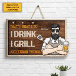 Custom Name Funny Grill Gifts for Men - Personalized Wood Sign
