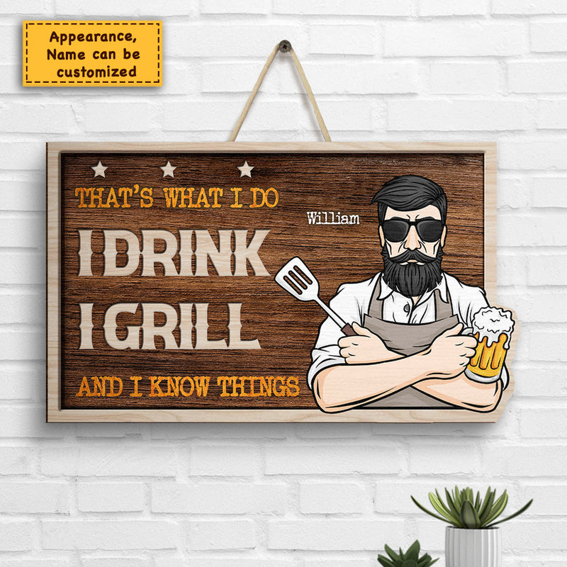 Custom Name Funny Grill Gifts for Men - Personalized Wood Sign