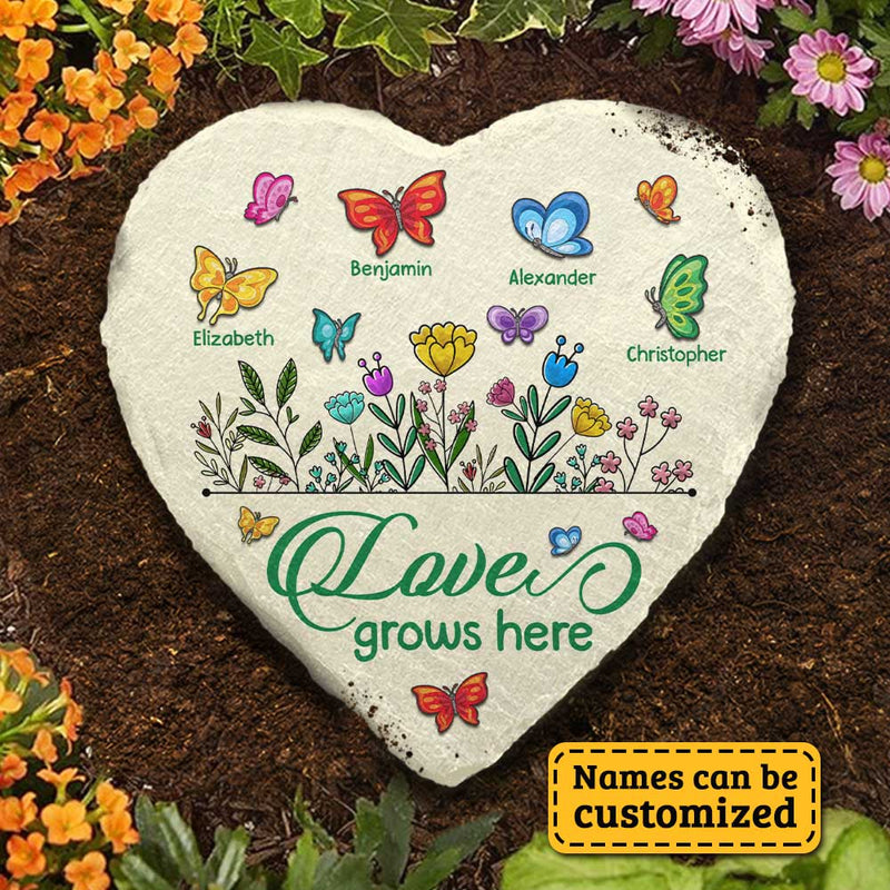 Custom Name Butterfly Family Garden Decor - Personalized Garden Stone