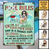 The Pool Rules - Personalized Metal Sign - Gift For Couples, Husband Wife