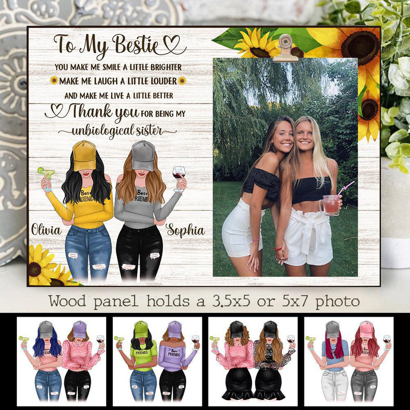 To My Bestie - Thank You For Being My Unbiological Sister -  Personalized Photo Frame