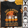 Just A Woman Who Loves Cats And Halloween  - Personalized Unisex T-Shirt