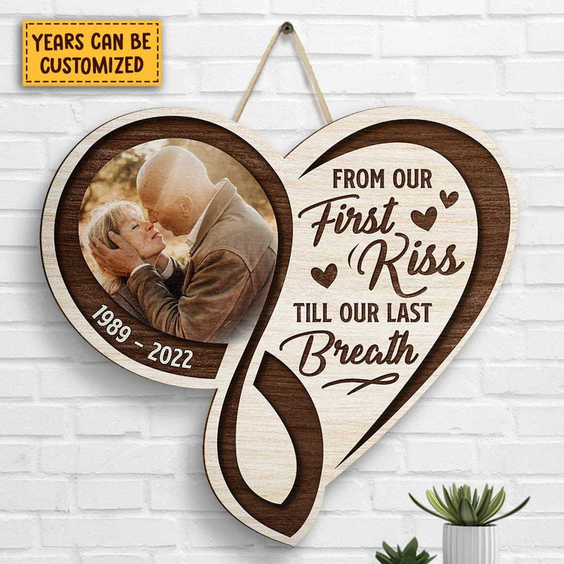 We're Predestined To Meet Each Other - Personalized Shaped Wood Sign - Upload Image, Gift For Couples, Husband Wife