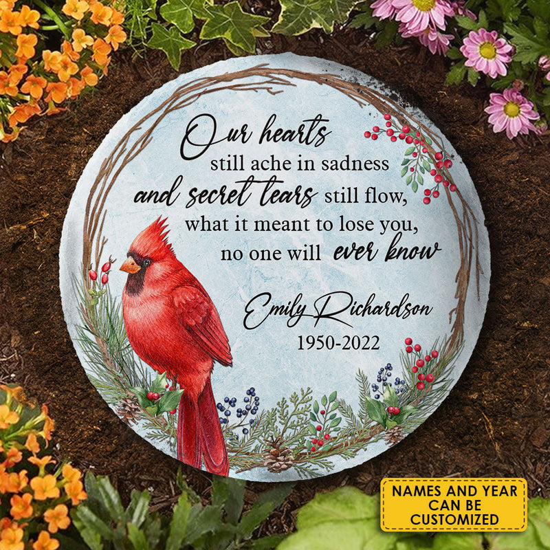 Custom Name Cardinal Memorial Decor - Personalized Memorial Stone