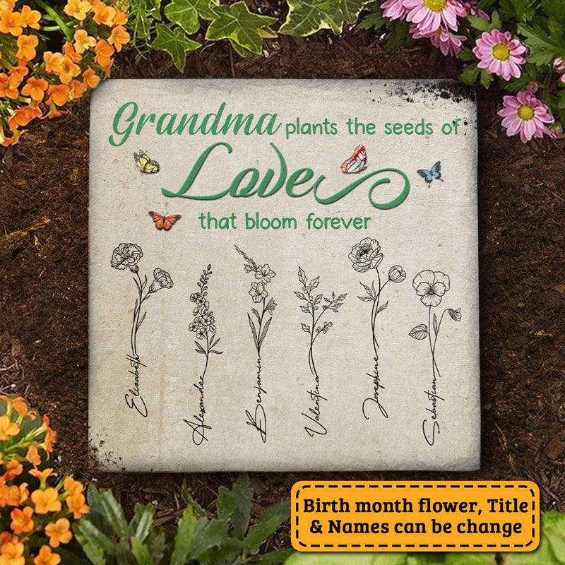 Grandma Plants Love Garden Decor - Garden Stone