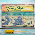Custom Name and Date Beach Couple Gifts - Personalized Metal Sign