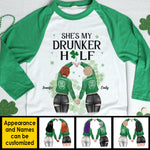 Custom Name Drunker Half St. Patrick's Day Gifts for Best Friends - Personalized Raglan Shirt