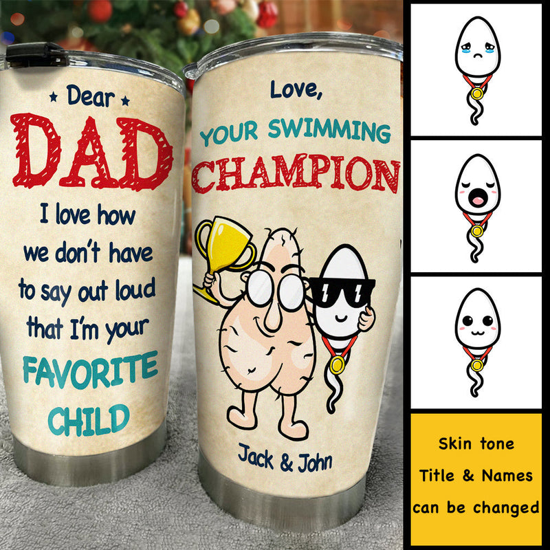 Custom Name Swimming Champion Gifts for Dad - Personalized Tumbler