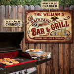 Custom Name Backyard Bar & Grill Gifts - Personalized Metal Sign