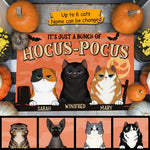 Custom Name Hocus Pocus Halloween Cat Gifts for Cat Lovers - Personalized Doormat