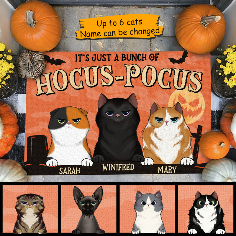Custom Name Hocus Pocus Halloween Cat Gifts for Cat Lovers - Personalized Doormat