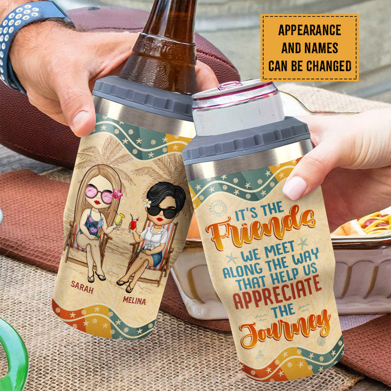 The Friends We Meet Along The Way - Personalized Can Cooler - Gift For Bestie