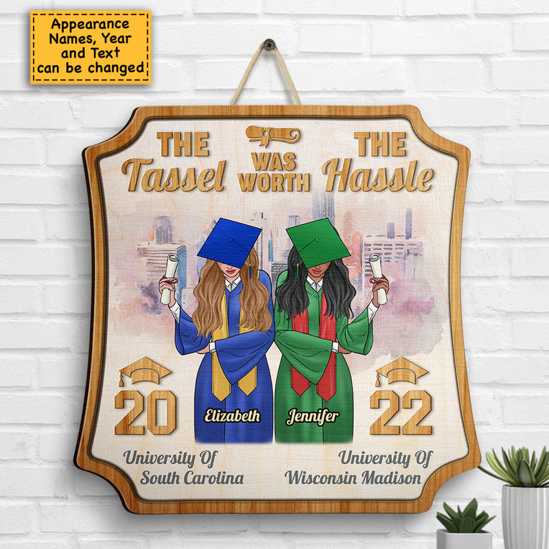 Custom Name Graduation Tassel Gifts for Graduates - Personalized Wood Sign