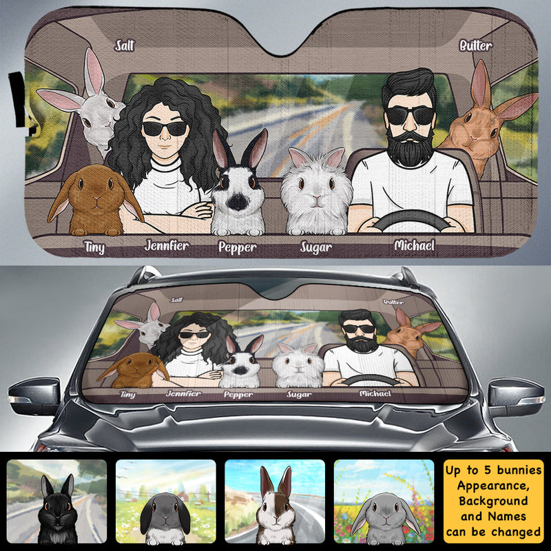 Travelling With Rabbits - Personalized Auto Sunshade - Gift For Couples, Husband Wife