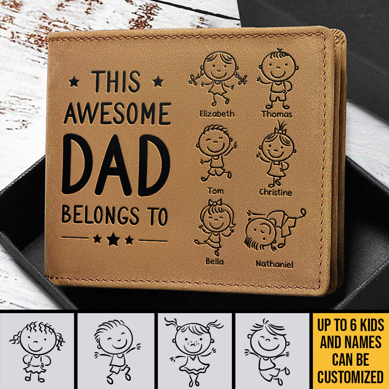Custom Name Gifts for Dad - Personalized Leather Wallet