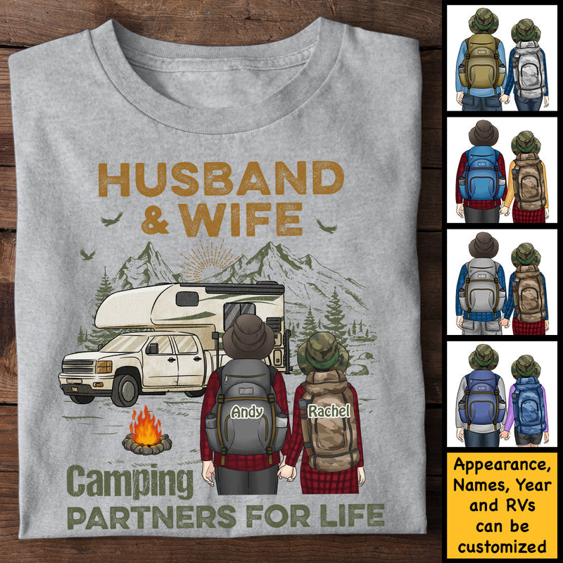 Camping Partners For Life - Personalized Unisex T-shirt, Hoodie, Sweatshirt - Gift For Couple, Husband Wife, Anniversary, Engagement, Wedding, Marriage, Camping Gift