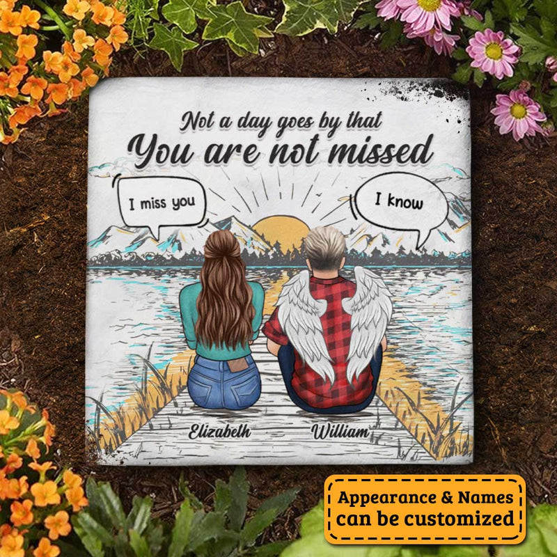 Custom Name Angel Memorial Lake Scene Gifts - Personalized Memorial Stone
