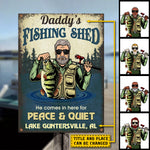 Custom Fishing Shed Gifts for Dad - Personalized Metal Sign