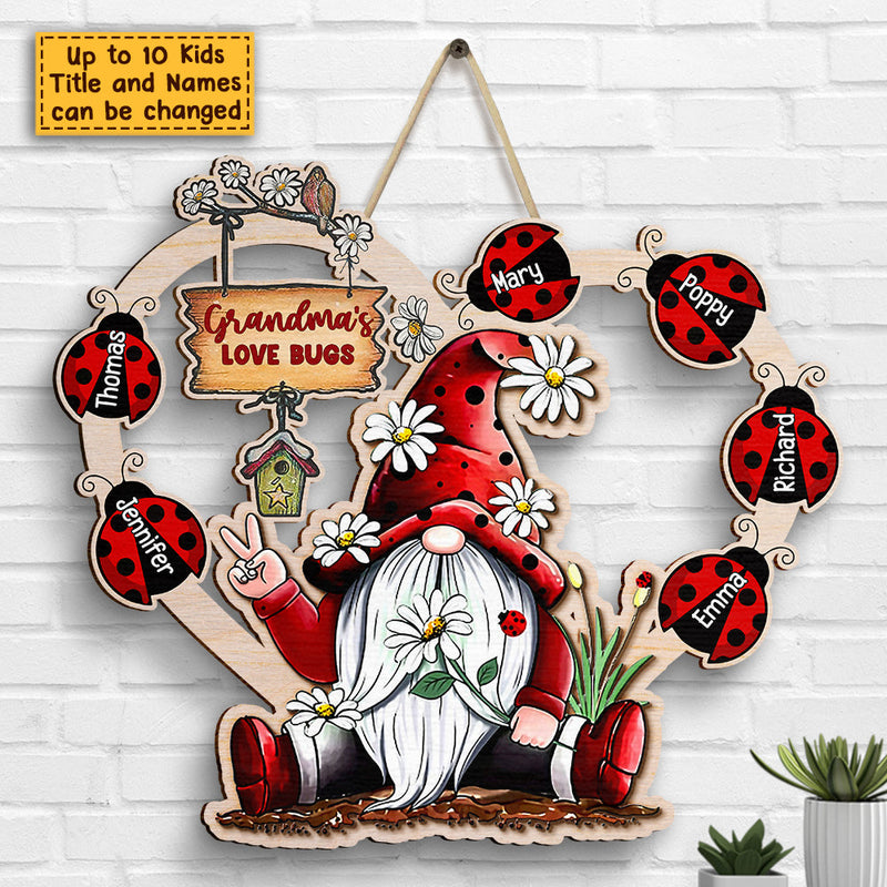 Grandma's Love Bugs - Personalized Shaped Wood Sign - Gift For Grandma, Grandparents