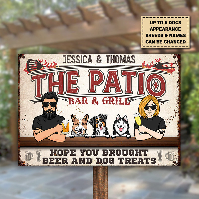 Custom Name Patio Bar & Grill Gifts for Dog Lovers - Personalized Metal Sign
