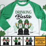 Custom Name St. Patrick's Drinking Bestie Gifts for Women - Personalized Raglan Shirt