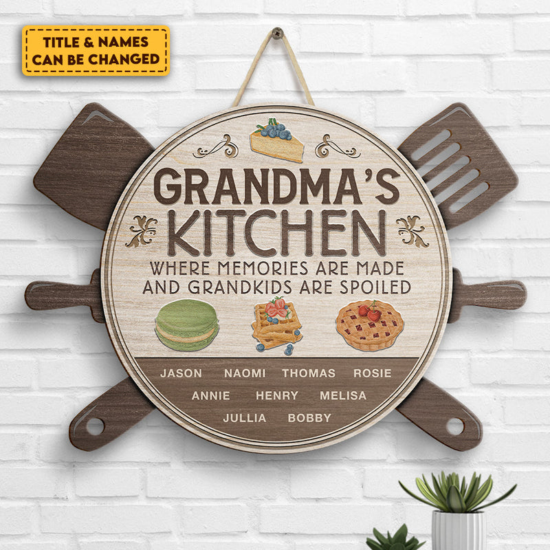 Grandma’s Kitchen Where Memories Are Made And Grandkids Are Spoiled - Personalized Shaped Wood Sign - Gift For Grandma, Grandparents