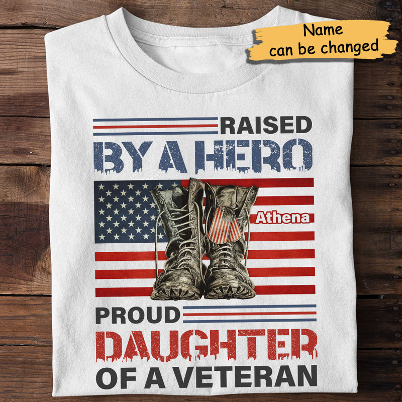 Custom Name Proud Daughter of a Veteran Gifts - Personalized Apparel