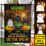 Custom Name Halloween Witch Cat Gifts for Cat Lovers - Personalized Flag